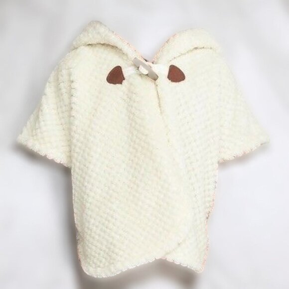 Old Navy Hooded Cape Soft Cozy Poncho Short Sleeve Cream Ivory Size Girl 3T - Picture 1 of 16